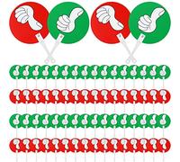 Fuutreo 70 Pcs Voting Paddles Thumbs up Thumbs Down, Yes or No Paddles Teacher Classroom Event Supplies Plastic Auction Green Red Signs for Back to School Teacher Student Interaction