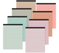 Fuutreo 8 Pcs 8.5'' x 11'' Colored Legal Pad Writing Pads Narrow Ruled 50 Sheets Per Notepad Perforated Writing Notepad Office Supplies for College Office Business (Bohemian Color)