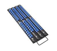 Fuutuu 80 Socket Organiser Rack with Holder for 1/4, 3/8, 1/2 inch Tool Trays, Sturdy Socket Managers with Handle, Black Rails with Blue Socket Holders for Professional and DIY Use