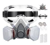 Fuutuu Half Face Respirator Mask Cover, Reusable Paint Dust Mask with 20 Replaceable Filters and Anti-Fog Goggle, Safety Organic Vapor Cover for Spray Painting, Sanding, Epoxy Resin, Formaldehyde