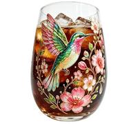 Fuuxtci Clear Glass Tea Cups - 300 ml Drinking Cup with Bird and Floral Pattern for Water, Glass Coffee Mug, for Birthday, Party, Wedding, Whisky, Bar, Kitchen, Home, Cafe