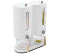 Fuuxtci Grain Dispenser, 5 kg Pressure Dispenser with Lid, Double Container Counters, Rice Dispenser, for Cereals, Green Beans, Corn Flour, Oatmeal, Storage Cabinet and Counter