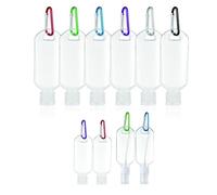 FUVBNQGT 10 Pcs Clear Portable Travel Bottles, 50ml Refillable Travel Bottle Portable with Hook, 5 Pcs Nozzle-type, 5 Pcs Flip-top, Leakproof Travel Bottles for Hand Sanitizers