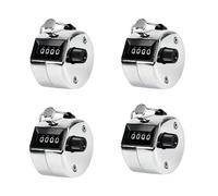 FUVBNQGT 4 Pcs Metal Hand Tally Counters Clicker Set, Universal Mechanical Palm Clicker Number Scorer, Silvery Round Quantity Finger Counter from 0 to 9999