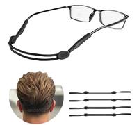 FUVBNQGT Glasses Straps, 6 Pcs Adjustable Non-Slip Sunglasses Strap for Men and Universal Glasses Strap 30cm Black Durable Eyewear Cord for Sports, Running, Gym, Outdoor Activities