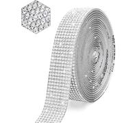 FUVBNQGT Silver Glitter Resin Rhinestone Ribbons, Self Adhesive Bling Stickers, Sparkling Diamond Wrap Crystal Rolls for DIY Arts and Crafts, 9mm 5 Rolls