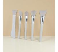 Fuveuua 1 set, 5 silicone mask applicators, multiple silicone brush heads, soft and flexible, white color, for clay masks, aloe vera gel, lotion and more