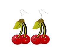 Fuvirou Cute Fruit Earrings for Women Funny Fruit PU Leather Earrings Kawaii Lemon Kiwi Watermelon Dangle Drop Earrings Hawaiian Beach Vacation Fruit Earrings Jewelry Gifts, Leather