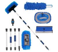 FUVLFAL 70" Car Wash Brush with Long Handle, On/Off Switch for Car RV Truck Boat Washing Brush, Complete Cleaning Kit with Car Wash Mop Windshield Squeegee Multifunctional Wash Brush