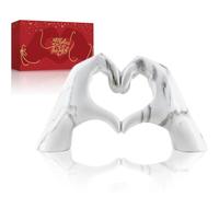 FUWA9PAN Heart Hands Sculpture White Decor for Living Room Bedroom Apartment Bookshelf Table, Aesthetic Marble Statues Morden Accents Decorations, Knick Knacks Home Decor for Shelves