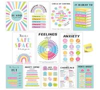 Fuwane 12 Pcs Mental Health Posters, 10x14’‘ School Counselor Office Decor Mental Health Wall Art Decor Home Classroom Must Haves Elementary