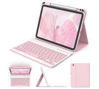FUWANG For iPad Air 11 inch Case with Keyboard for M3 2025/M2 2024 & Air 5th/4th Gen 10.9 inch, Detachable Magnetic Keyboard Case with Pencil Holder - US Layout Light Pink