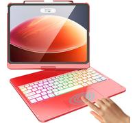 FUWANG for iPad Air 13 inch Case Keyboard M4/M3/M2 (2026/2025/2024) & iPad Pro 12.9 inch (6th/5th/4th/3rd Gen), 360° Rotatable, Multi-Touch Trackpad, 7-Color Backlit, Built-in Pencil Holder, Red