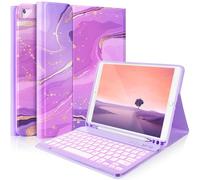 FUWANG - iPad 9th Generation 10.2 Inch 2021 Keyboard Case - Removable 7-Color Backlit Case for iPad 8th Generation/7th Generation/iPad Pro 10.5 inch