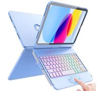 FUWANG Touch Keyboard Case for iPad 10th Generation (10.9 Inch, 2022), 360° Rotatable Multi-Touch Backlit Keyboard, Blue