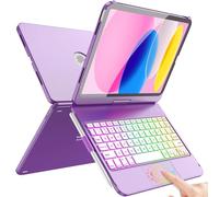 FUWANG Touch Keyboard Case for iPad (A16) 11th Generation 11 inch 2025 &10th Generation 10.9'' 2022, 360° Rotate Backlit for iPad 10th Generation Case with Keyboard with Multi-Touch Trackpad, Purple