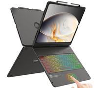 FUWANG Touch Keyboard Case for iPad Air 13 inch (M3 2025/M2 2024)and iPad Pro 12.9 6th 5th 4th 3rd Gen, 360° Rotate 7 Colors Backlit for iPad Air 13 inch Case Keyboard with Multi-Touch Trackpad, Black