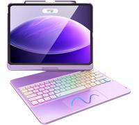 FUWANG Touch Keyboard Case for iPad Air 13 inch (M3 2025/M2 2024)and iPad Pro 12.9 6th 5th 4th 3rd Gen, 360° Swivel 7 Colors Backlit for iPad Air 13 inch Case Keyboard with Multi-Touch Trackpad,Purple
