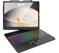 FUWANG Touch Keyboard Case for iPad Air 13 inch M4 2026/M3 2025/M2 2024 & iPad Pro 12.9 6th 5th 4th 3rd Gen, 360° Swivel Backlit for iPad Air 13 inch Case Keyboard with Multi-Touch Trackpad, Black