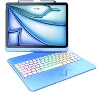 FUWANG Touch Keyboard Case for iPad Air 13 inch M4 2026/M3 2025/M2 2024 & iPad Pro 12.9 6th 5th 4th 3rd Gen, 360° Swivel Backlit for iPad Air 13 inch Case Keyboard with Multi-Touch Trackpad, Blue