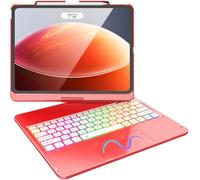 FUWANG Touch Keyboard Case for iPad Air 13 inch M4 2026/M3 2025/M2 2024 & iPad Pro 12.9 6th 5th 4th 3rd Gen, 360° Swivel Backlit for iPad Air 13 inch Case Keyboard with Multi-Touch Trackpad, Red