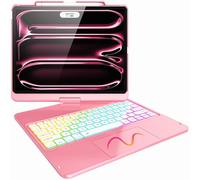 FUWANG Touch Keyboard Case for iPad Pro 13 inch (M5/M4) 2025/2024, 360° Swivel for iPad Pro 13 inch Case with Keyboard, 7 Colors Backlit with Multi-Touch Trackpad Keyboard Case for iPad Pro 13'', Pink