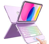 Fuwang Touch Rotatable Keyboard Case for 10.9'' iPad, Multi-Touch Backlit, Purple