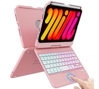 FUWANG Trackpad Keyboard Case for iPad Mini 7th & 6th Gen - 360° Rotate Touch Backlit with Pencil Holder