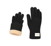 Fuwasou Fluffy Winter Touchscreen Gloves - Dual Layer Knit with Microfleece Lining, Conductive Fingertips for Smartphone Use - Warm & Soft - Men & Women - Black or Grey (S/M/L) (Black, Large)