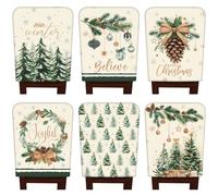 FuWeave 6 Pcs Christmas Chair Covers Winter Forest Dining Chair Back Cover