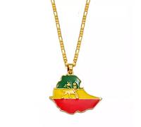 FUWIND necklace pendant jewelry Ethiopian Map Flag Pendant Necklace for Women Men Gold Color Ethiopia Jewelry Map Chains Christmas Birthday Gift