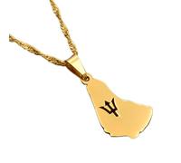 FUWIND necklace pendant jewelry Map ofthe Barbados Island Pendant Necklaces Barbados Flag symbol and Maps Jewelry Christmas Birthday Gift