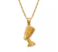 FUWIND necklace pendant jewelry Samll Ancient Queen Egyptian Pendant Necklaces Gold Color Egypt Nefertiti Head Portrait Jewelry African Christmas Birthday Gift