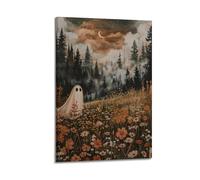 FUWKKZM Cute Ghosts Wall Art Ghost Enchanted Forest Poster Decorative Painting Canvas Wall Art Living Room Poster Bedroom Painting Frame-style-5 20x30inch(50x75cm)