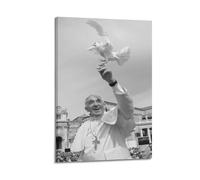 FUWKKZM Vintage Black And White Pope Francis & The Dove of Peace Poster Decorative Painting Canvas Wall Art Living Room Poster Bedroom Painting Frame-style 16x24inch(40x60cm)
