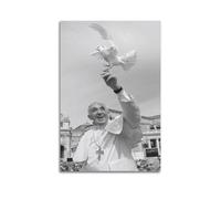 FUWKKZM Vintage Black And White Pope Francis & The Dove of Peace Poster Decorative Painting Canvas Wall Art Living Room Poster Bedroom Painting Unframe-style 12x18inch(30x45cm)