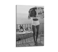 FUWKKZM Vintage Black And White Woman Reading Newspaper Poster Decorative Painting Canvas Wall Art Living Room Poster Bedroom Painting Frame-style-1 24x36inch(60x90cm)