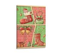 FUWKKZM Vintage Merry Christmas Poster Decorative Painting Canvas Wall Art Living Room Poster Bedroom Painting Frame-style-2 08x12inch(20x30cm)