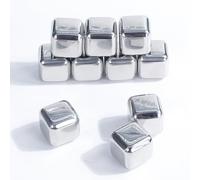Fuworance 10 Stainless Steel Metal Ice Cubes Whiskey Stones Beverage Cooler Drink Chiller for Beverage Whiskey Vodka Juice Wine Lemonade Beer 1" x 1" x 1"