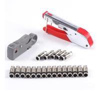 Fuworance Coaxial Cable Crimping Plier Stripper Kit F-Type Compression Crimping Tool Rotary Coaxial Cable Cutter Tool Wire Coaxial-Cable Stripping with 20 RG6 Connectors for RG6 RG-58 RG-59 RG-62