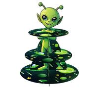 Fuwraixis aliens Cupcake Stand, 3-Tier Dessert Tower, alien Party Decoration, Space theme Children Birthday Cake decoration, Suitable for anniversaries and Baby Shower