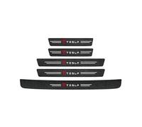 FUWUDI 5PCS Car Door Sill Protector Strips, Carbon Fiber Threshold Protective Film for Tesla Model S Model X Model 3 Model Y, Kick Plate Cover Sticker, Door Edge Protection Decorate,B