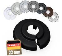 FUX 2 Pieces Radiator Pipe Covers for Pipe diameters 12mm-35mm; Heating Floor Pipe Collars Rings White, Black, Grey, Brown (22mm, Jet Black 9005)