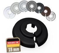 FUX 6 Pieces Radiator Pipe Covers for Pipe diameters 12mm-35mm; Heating Floor Pipe Collars Rings White, Black, Grey, Brown (15mm, Jet Black 9005)