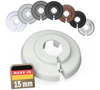 FUX 6 Pieces Radiator Pipe Covers for Pipe diameters 12mm-35mm; Heating Floor Pipe Collars Rings White, Black, Grey, Brown (15mm, Light Grey 7035)