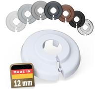 FUX 6 Pieces Radiator Pipe Covers for Pipe diameters 12mm-35mm; Heating Floor Pipe Collars Rings White, Black, Grey, Brown (12mm, White 9016)