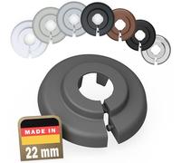 FUX 6 Pieces Radiator Pipe Covers for Pipe diameters 12mm-35mm; Heating Floor Pipe Collars Rings White, Black, Grey, Brown (22mm, Dusty Grey 7037)