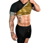 FUXERT Sauna Shirts, Sweaty Sauna Suits for Men, Gymnastics High Schools, Printing Shirts and Figures in the Sports Hall, black/gold, XXXL