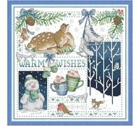 fuxiruiI 11ct Christmas Cross Stitch Embroidery Kit with Printed Patterns, Snowman, Deer, Bird, Fox, and Mouse, DIY Wall Art, DIY Embroidery Set - 40 * 50cm (Christmas)