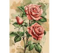 fuxiruiI Stamp Cross Stitch Kit for Beginners and Adults, Pre-Printed 11CT Easy Pattern with Guide, No Counting Required, Rose DIY Embroidery Kit - 40x50cm
